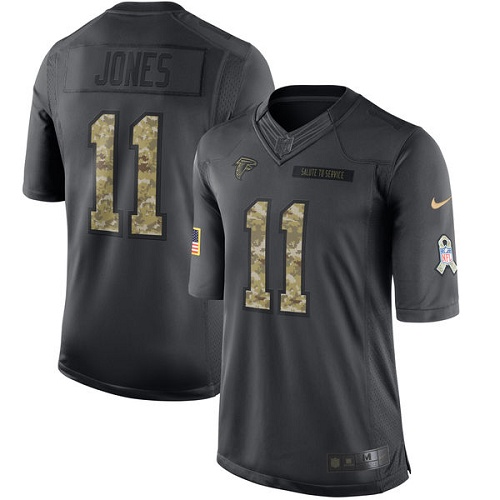 Men's Limited Julio Jones Nike Jersey Black - #11 2016 Salute to Service NFL Atlanta Falcons